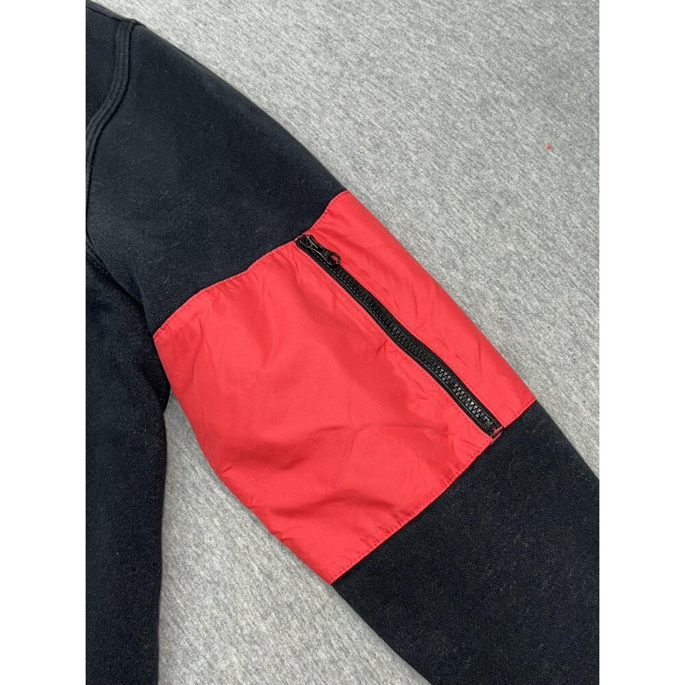 Vintage Nike Hoodie Mens Large Black Red Full Zip Fleece‎ Sweatshirt Thumbholes - Picture 4 of 11